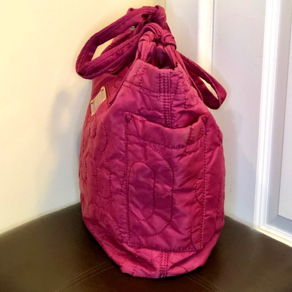 MARC JACOBS Workwear Pink Embroidered Logo Quilted Tote Bag w. Side Pockets - Picture 4 of 13
